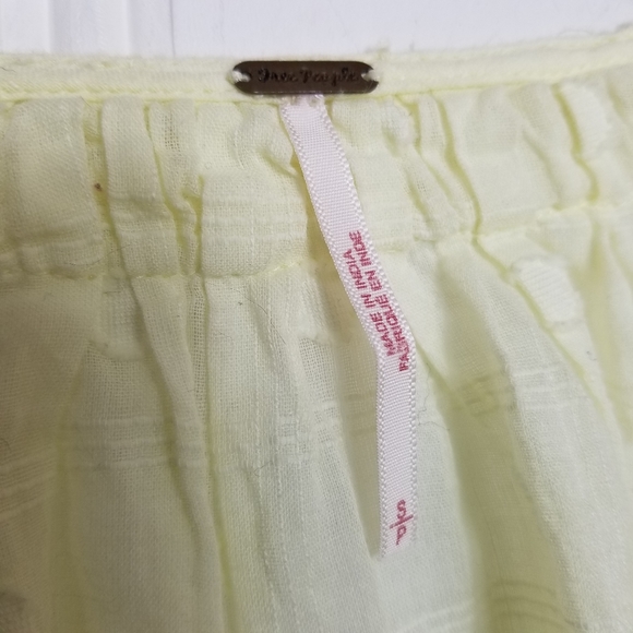 Free People Ballon Sleeve Crop Top Womens Yellow Button V Neck Longsleeve - Picture 13 of 15